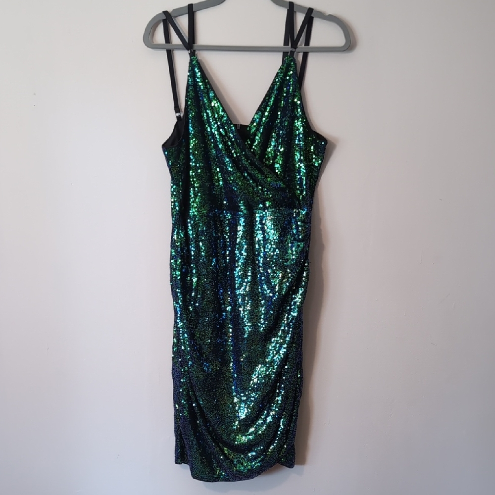 Grace Karin Green Sequin Bodycon Midi Dress